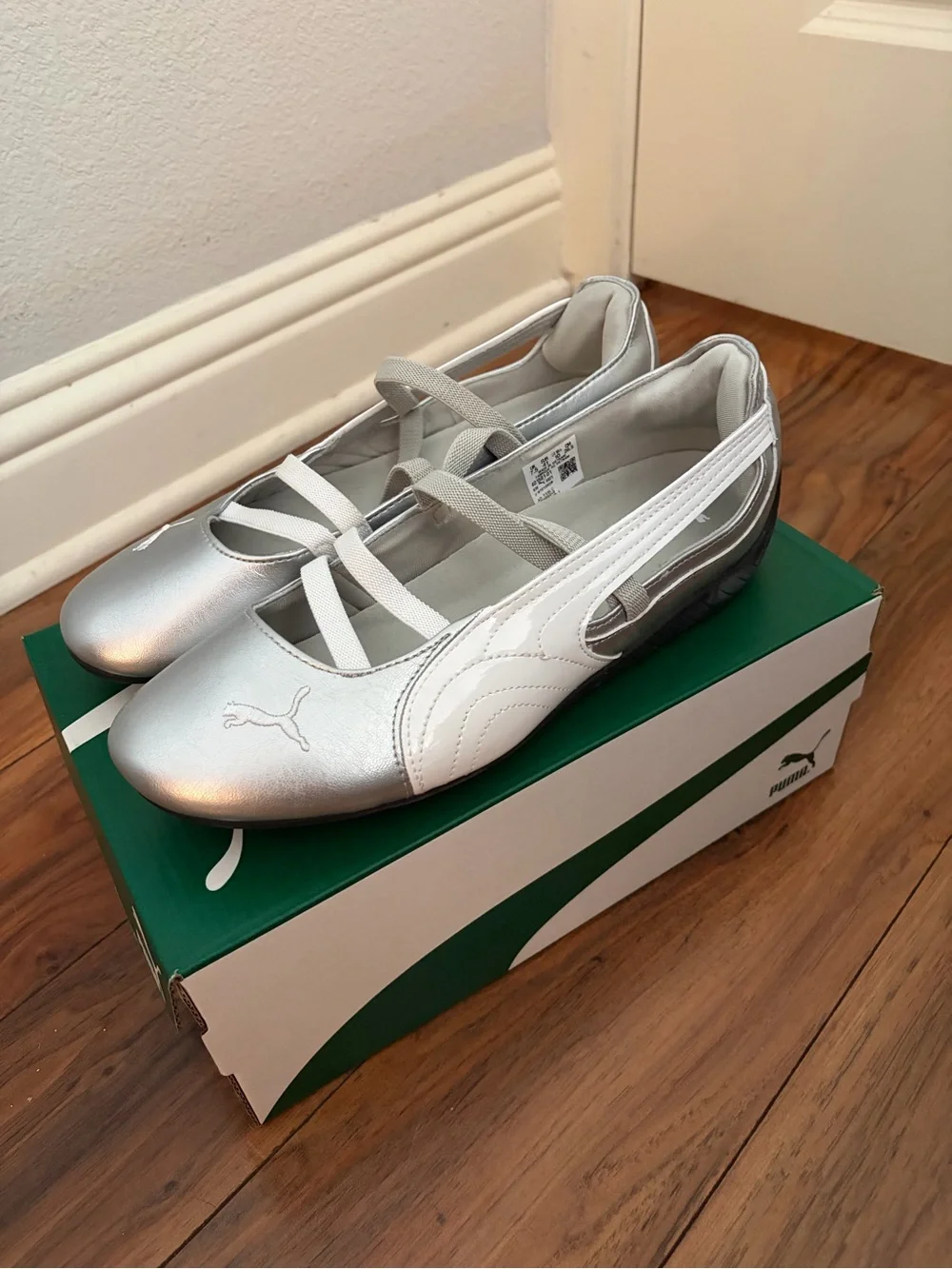 Puma Speedcat Ballet Metallic Silver Flats - Picture 1 of 7